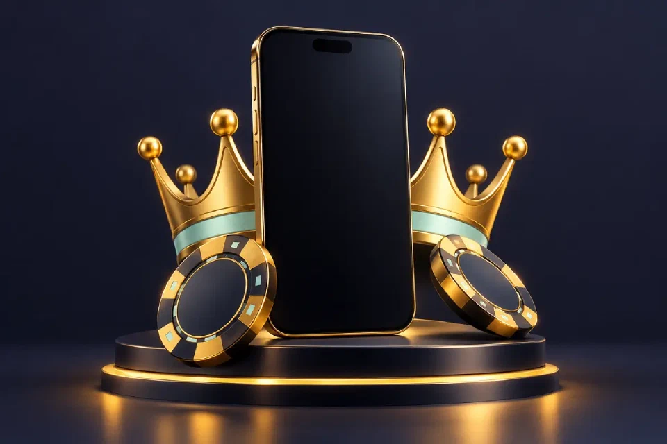 Smartphone with a blank screen and gold chips